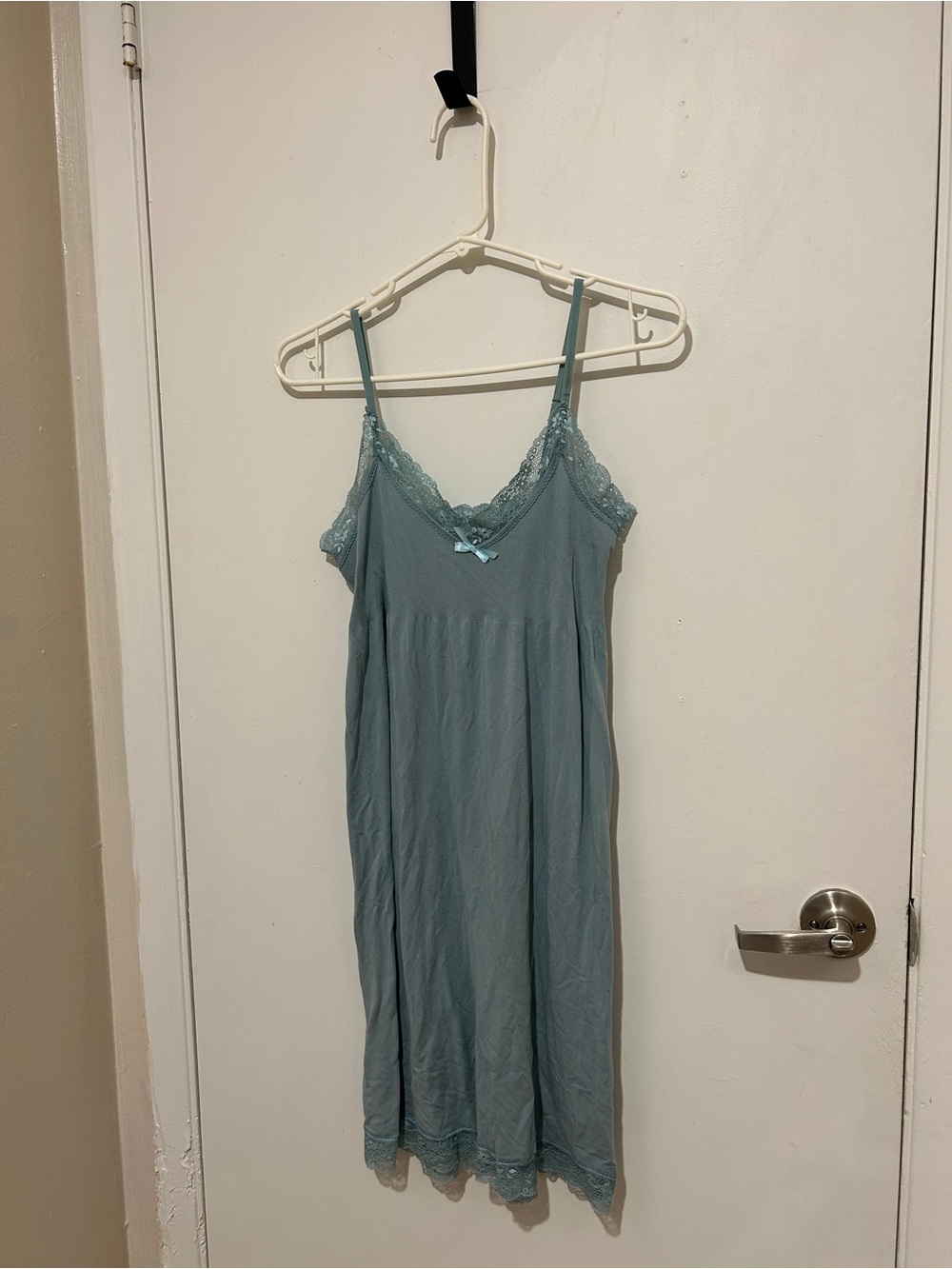 Blue baby doll lace slip dress